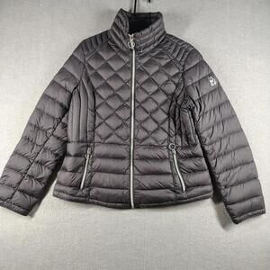 Michael Kors Womens L Black Packable Down Puffer Jacket EUC Cold Quilted Warmth